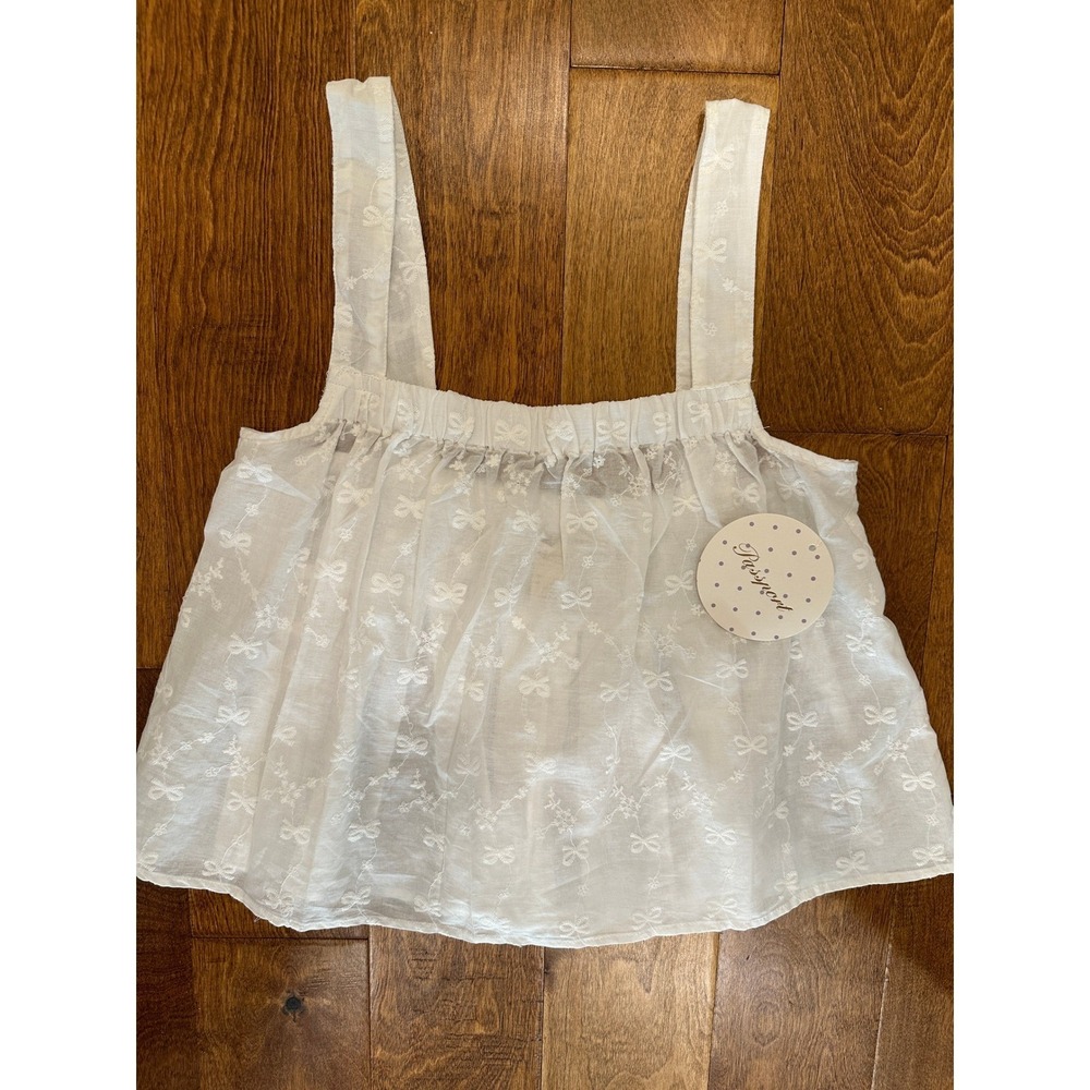 NWT White Embroidered Romantic Bohemian Tank Top Cami Women's‎ Large